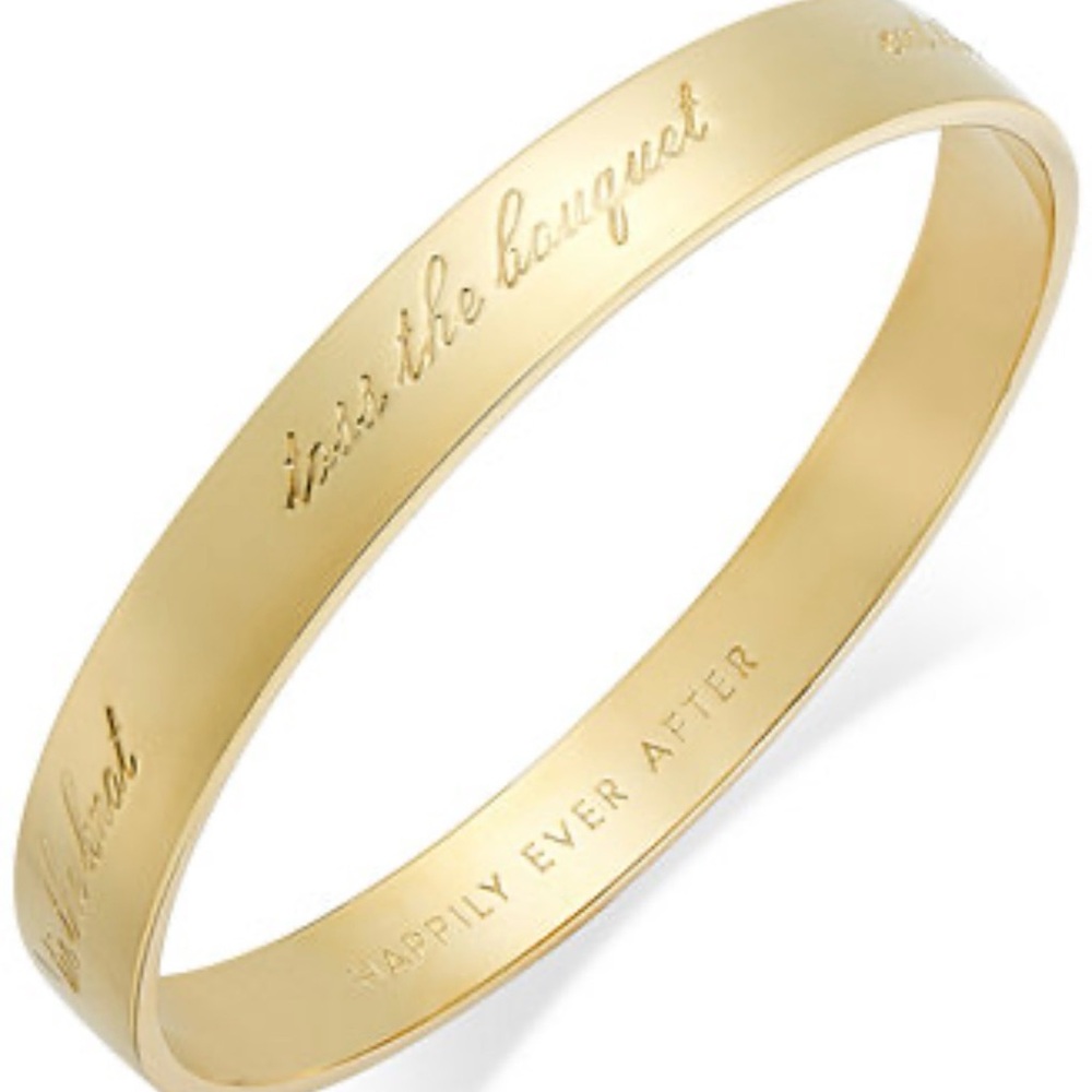 kate spade Gold Engraved Happily Ever After Idiom Bracelet NWOT